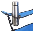 Double Folding Picnic Chairs w/Umbrella Mini Table Beverage Holder Carrying Bag for Beach Patio Pool Park Outdoor Portable Camping Chair (Blue)