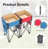 2 Pieces Folding Camping Tables with Large Capacity Storage Sink for Picnic