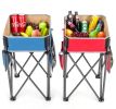 2 Pieces Folding Camping Tables with Large Capacity Storage Sink for Picnic