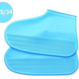 Waterproof Shoe Cover; Reusable Non-Slip Foldable Outdoor Overshoes For Rainy Days (Color: Sky Blue, size: 4.0)