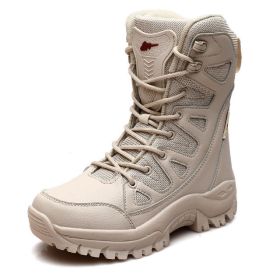 Comfort Beige Outdoor Hiking Boots Couple Men Trekking Shoes Women Big Size Military Tactical Boots For Men hiking sheos snow bo (Color: Beige -S208, size: 46)