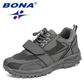 BONA 2022 New Designers Hiking Shoes Autumn Mountaineering Non-slip Footwear Men Trekking Sneakers Mansculino Walking Shoes (Color: Dark grey S gray, size: 8.5)